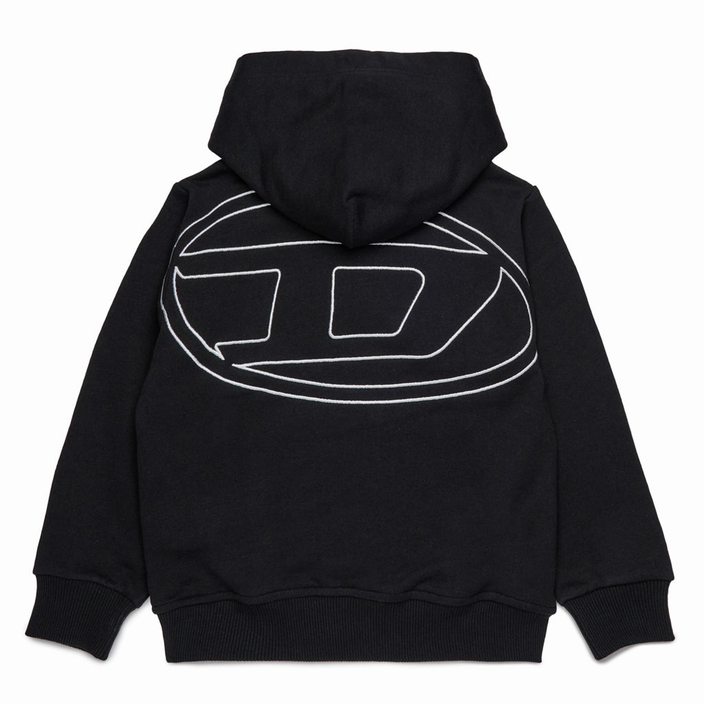 Diesel Kids Logo Hoodie Distressed Texture Tagless Collar