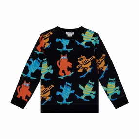 Stella McCartney Kids Skater Cats All-Over Print Sweatshirt preshrunk