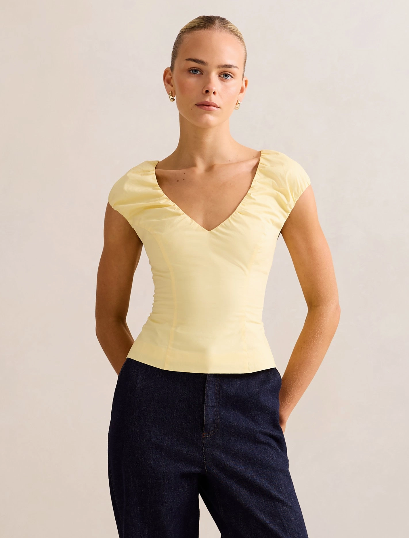 Mira V Neck Top Warm Layer Minimalist Styling