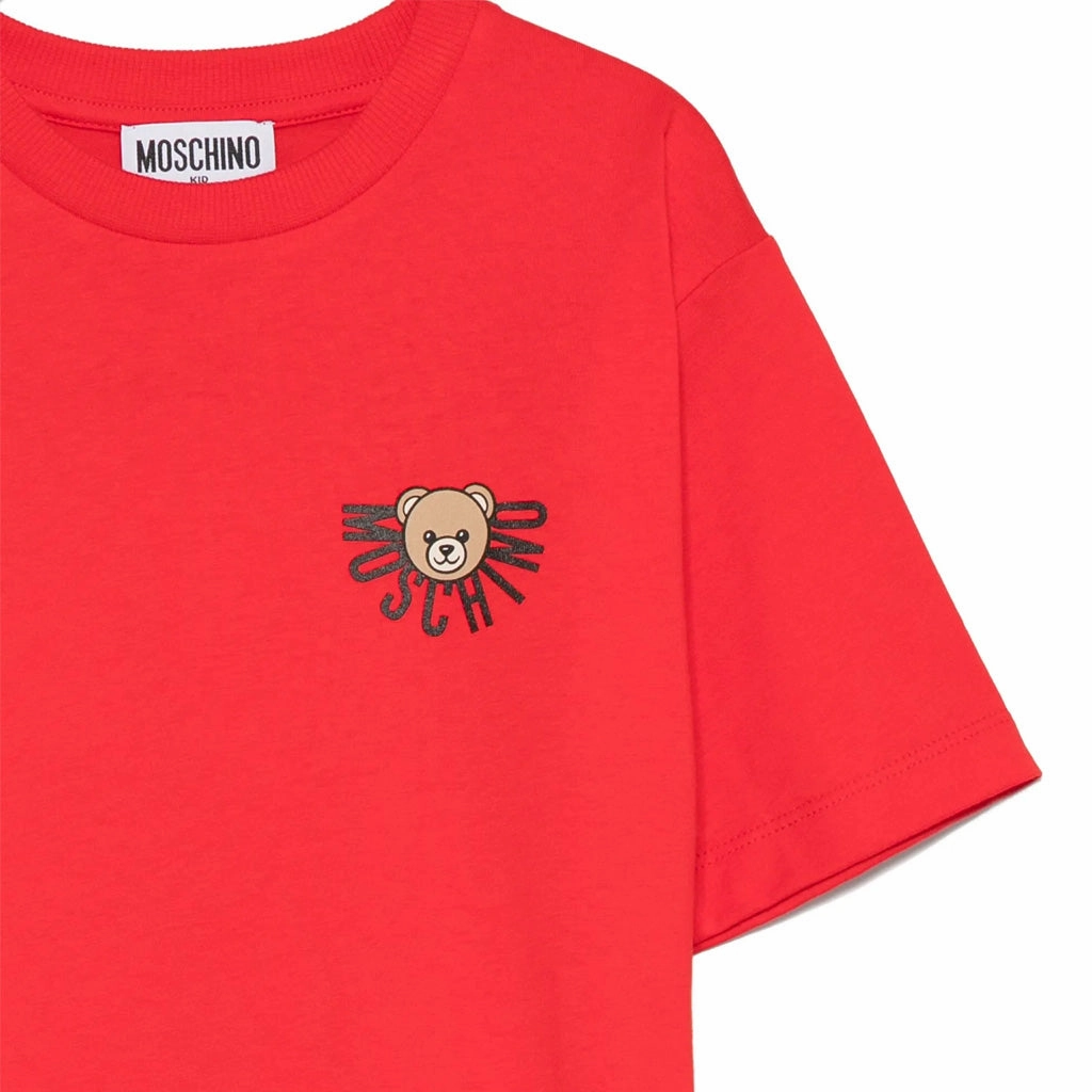 Eco Conscious Production Set In Sleeve Moschino Kids Teddy Logo Maxi T-shirt