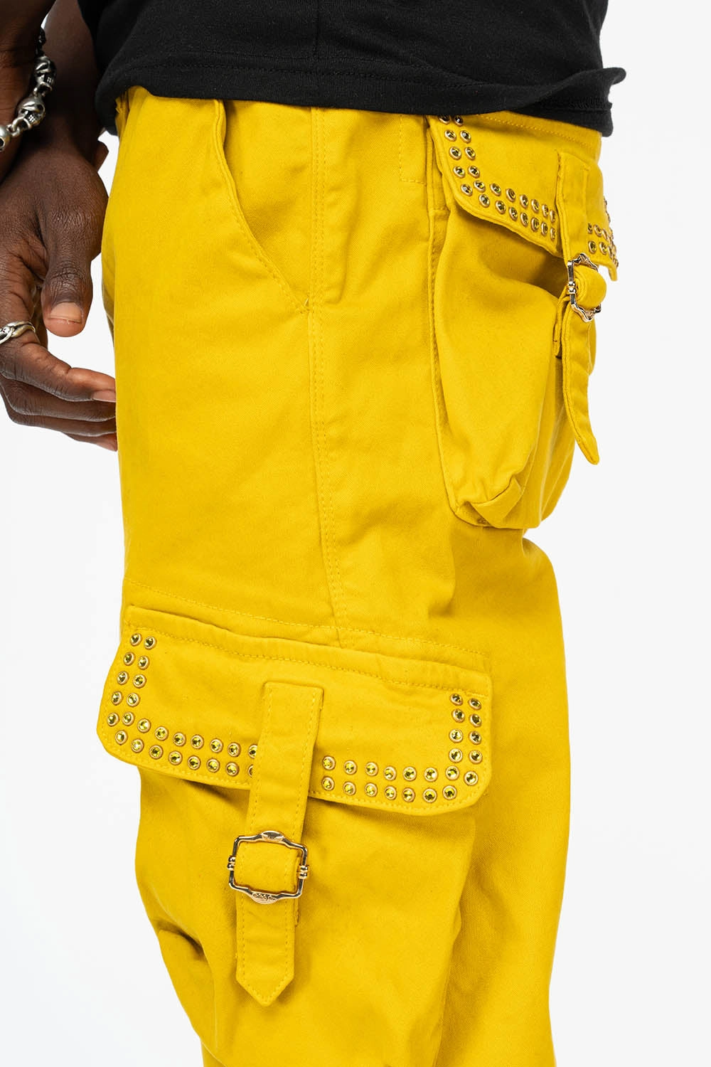Loose High Quality Morning Stroll ROBINS NEW MILITARY STYLE CARGO PANTS IN MUSTARD WITH CITRINE CRYSTALS