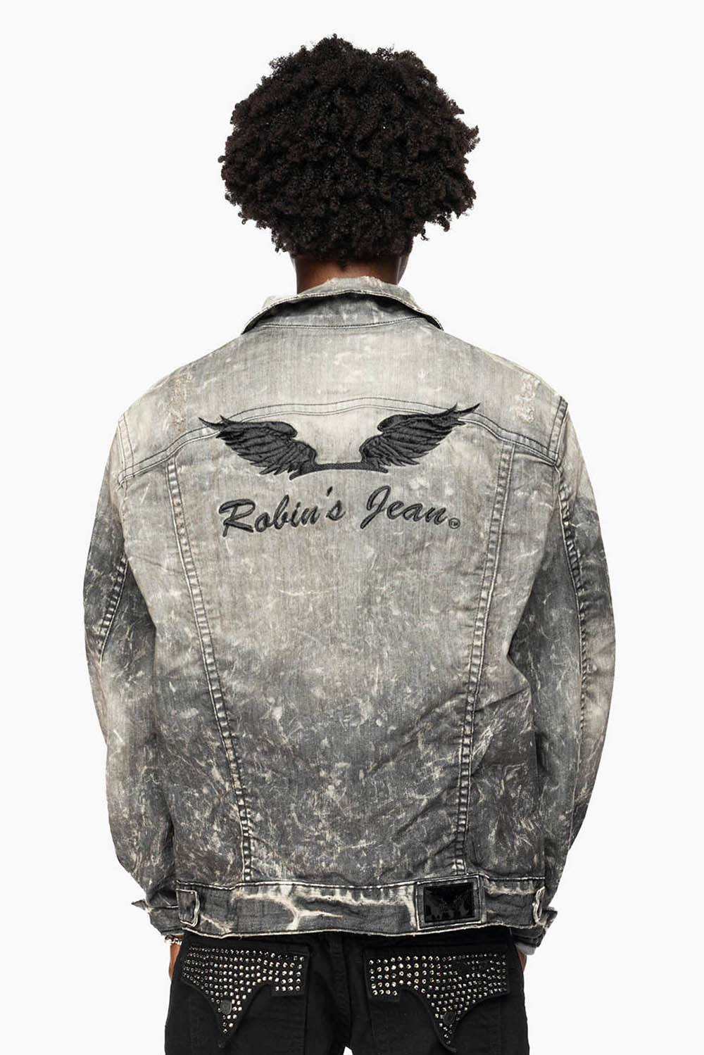 MENS BLACK DENIM JACKET IN 4D DARK BROKEN Aramid Fiber Reinforcement Neutral Tones