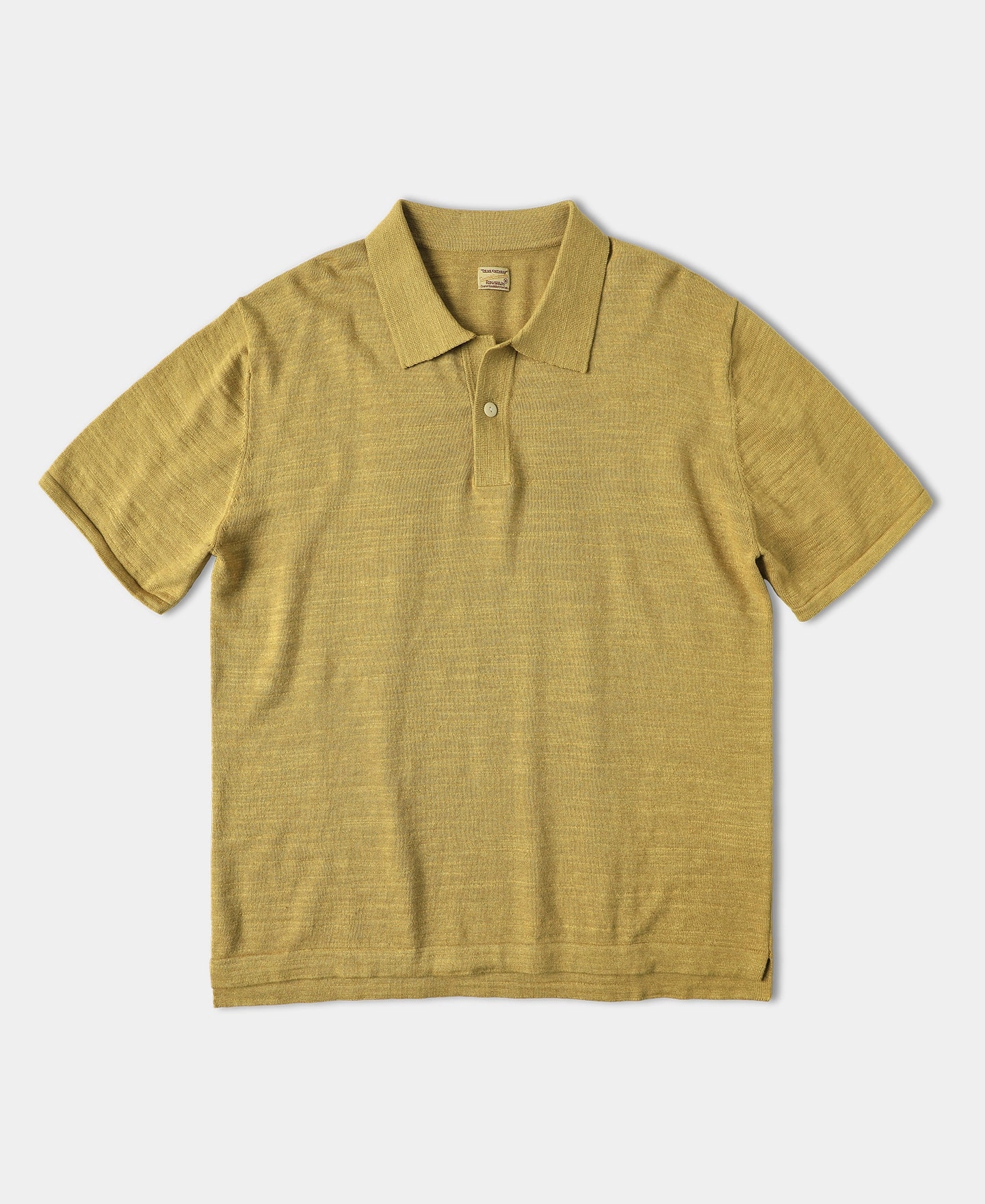 High-low Hem Slub Cotton Polo Shirt - Gold Airflow Mesh Panels