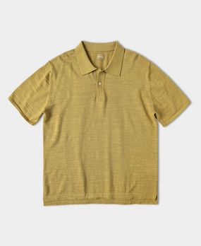 Classic Comfort BreathableMaterial High-low Hem Slub Cotton Polo Shirt - Gold