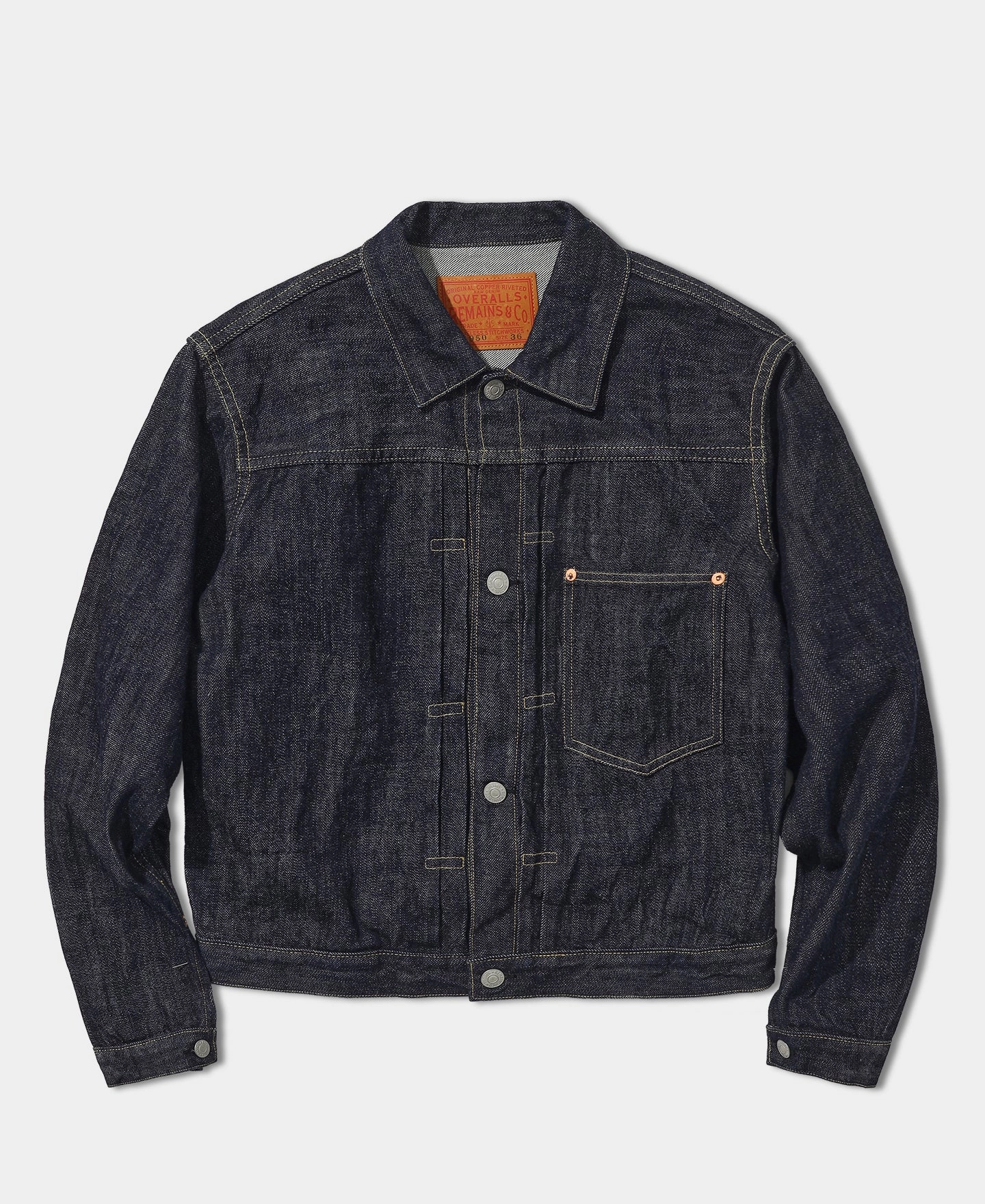 1950s Type I Cropped Denim Jacket Daily Commute Wear Foldable Collar