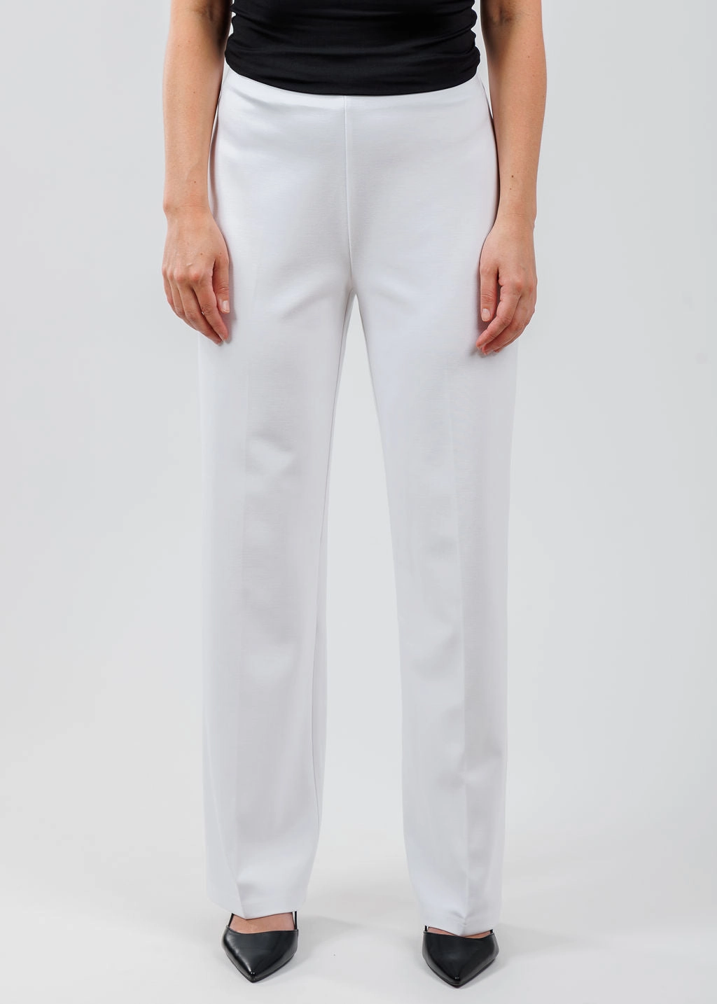Jules Paramount Knit Pants - White Comfort Waist