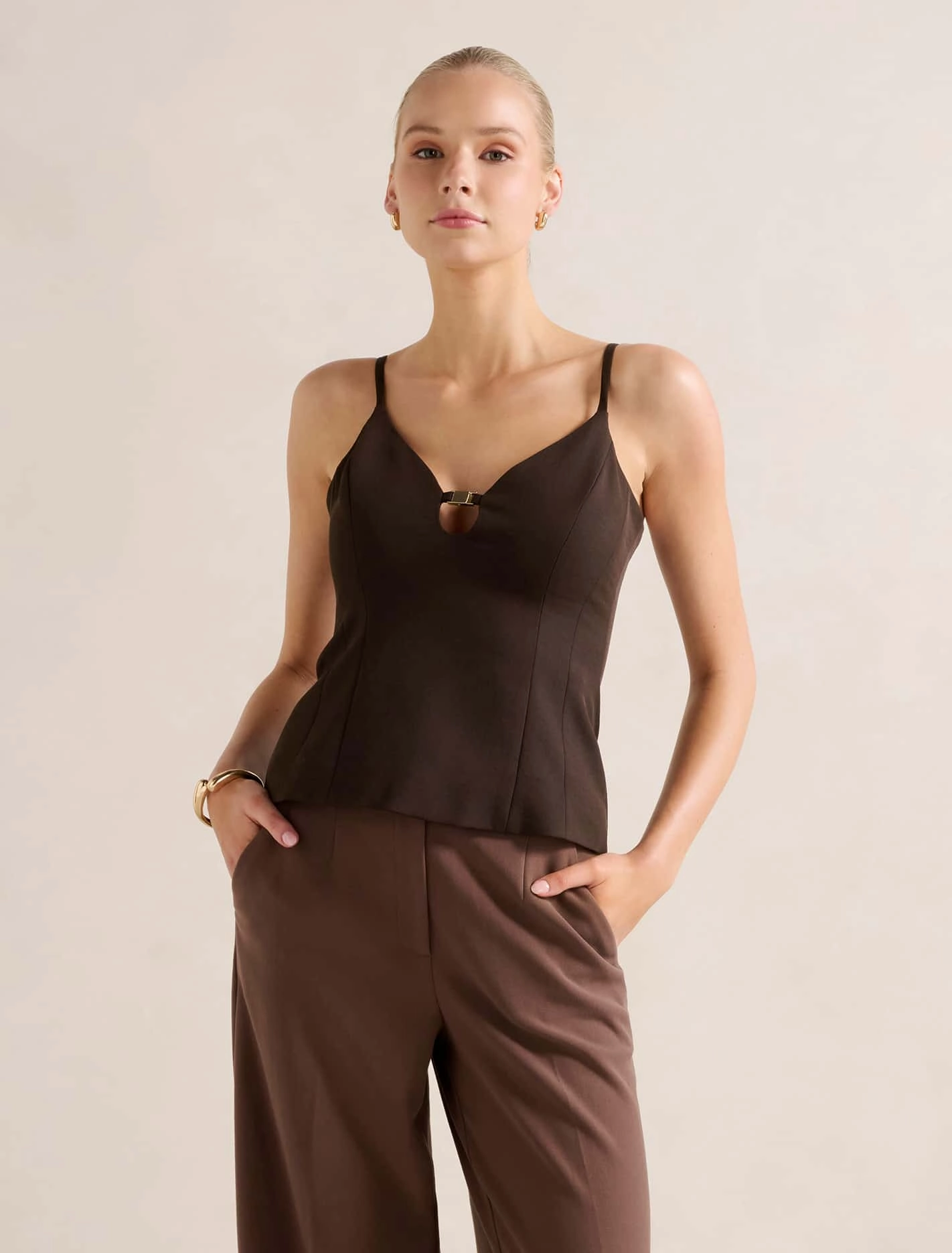 Emery Strappy Top Ribbed Trim Details BrushedInnerSurface