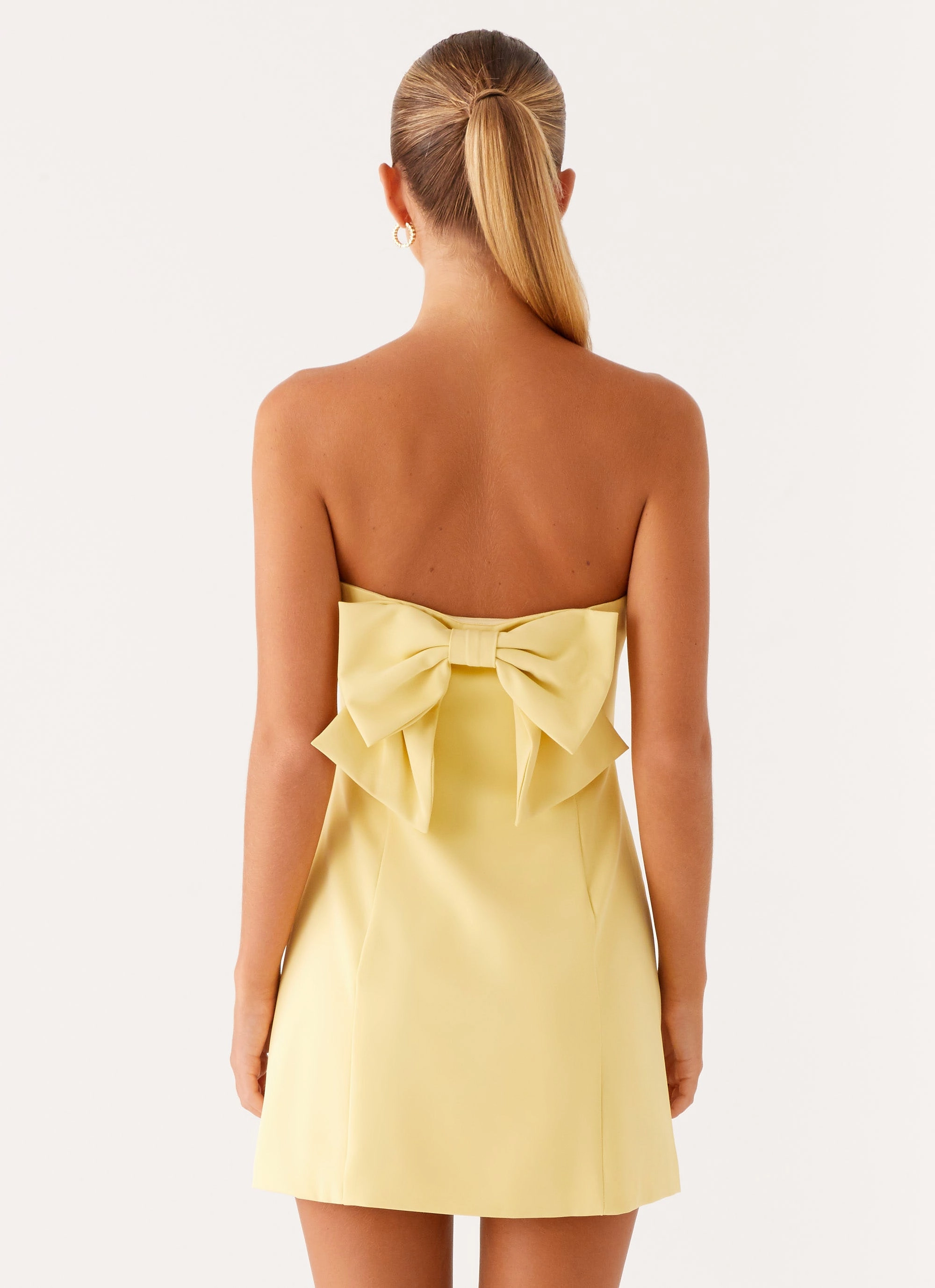 Honey Bow Mini Dress - Yellow Comfy and Elegant