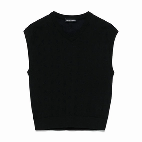 Windproof Cuffs Emporio Armani Junior Eagle Pattern Knit Vest