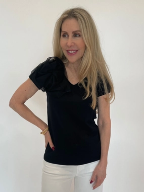 Versatile Outfit Comfort Fit Inca Flower Top - Black