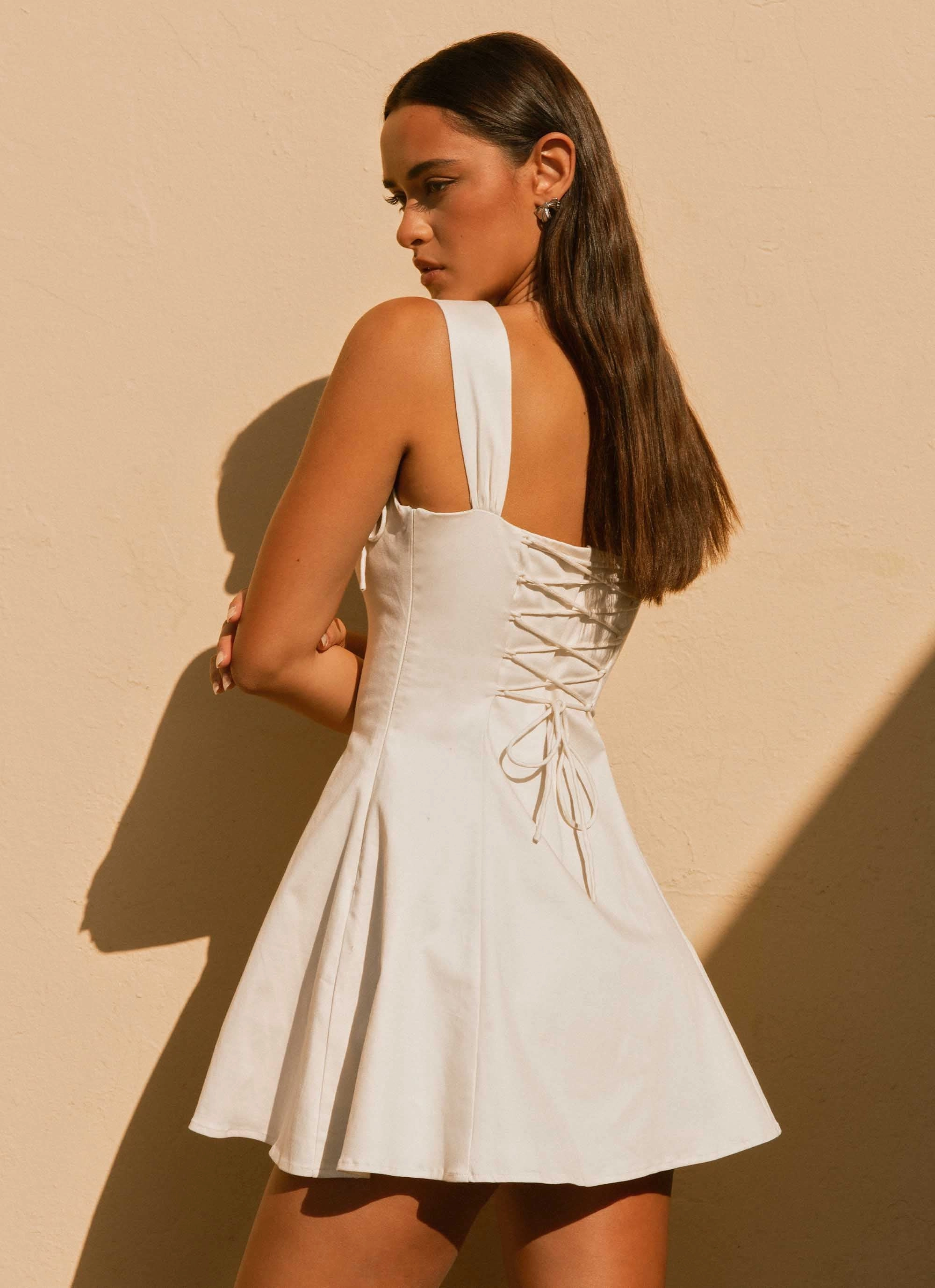 Easy-Storage sophisticated appearance Jamaya Tie Mini Dress - Ivory