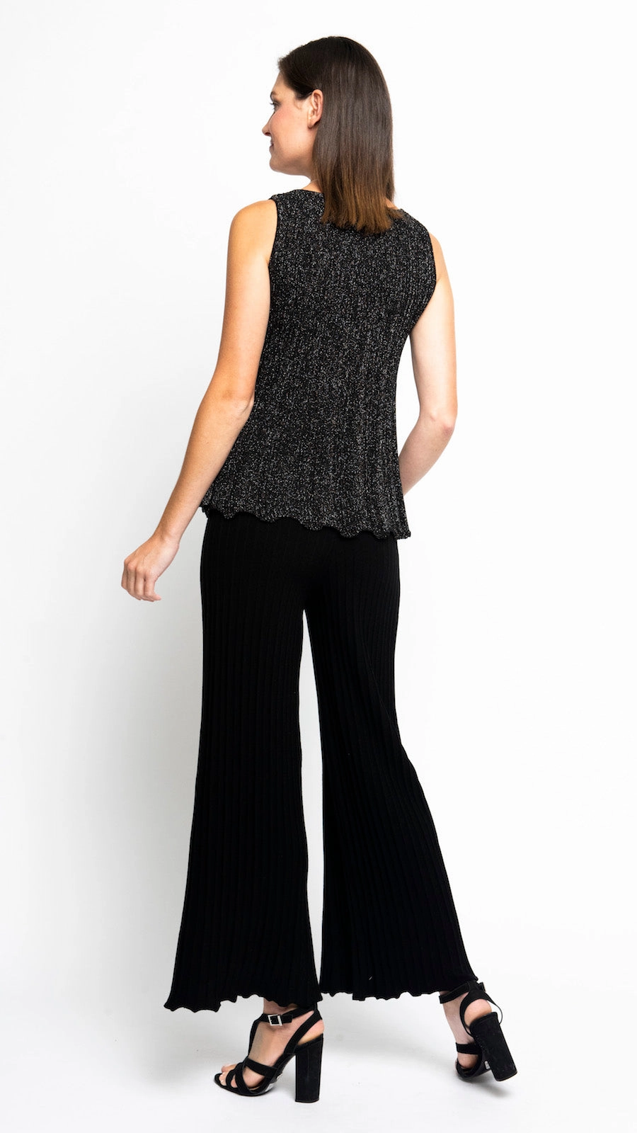 Perfect Fit Wear Flexible Layer Fit Julia Plisse-Look Full Length Wide Leg Pants, Black