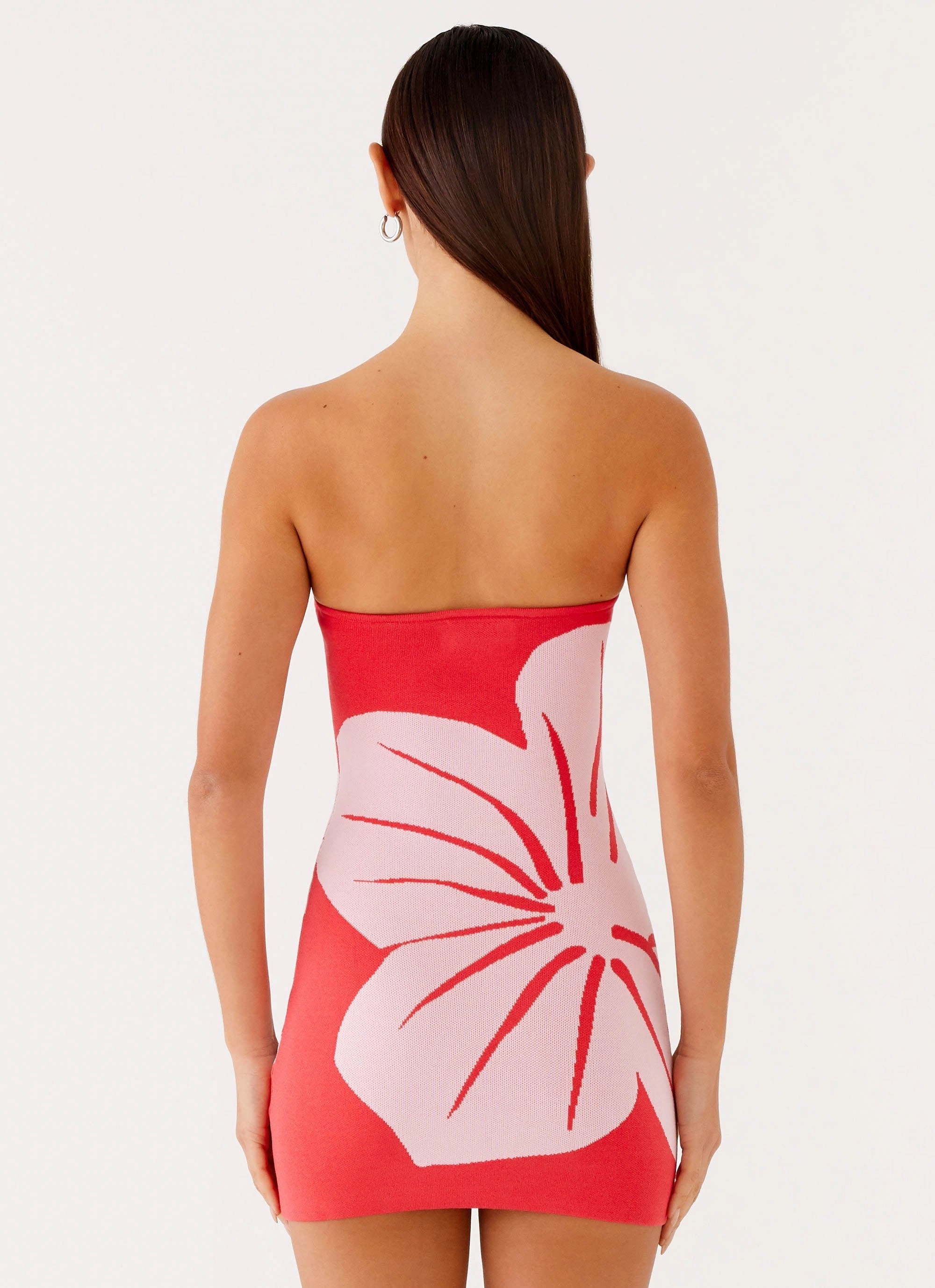 Office Casual Cocktail-Party Kader Strapless Knit Mini Dress - Red Floral