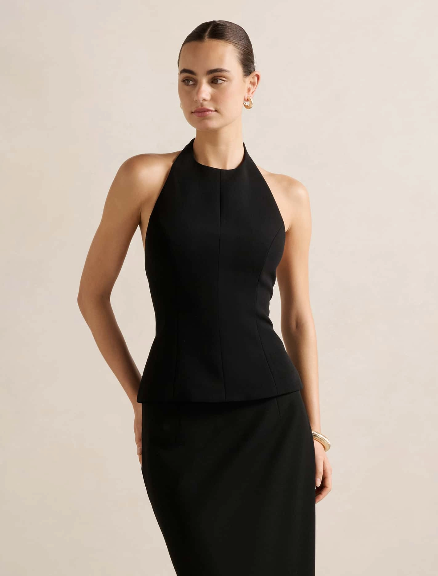Kate Peplum Halter Top ConvertibleCollar