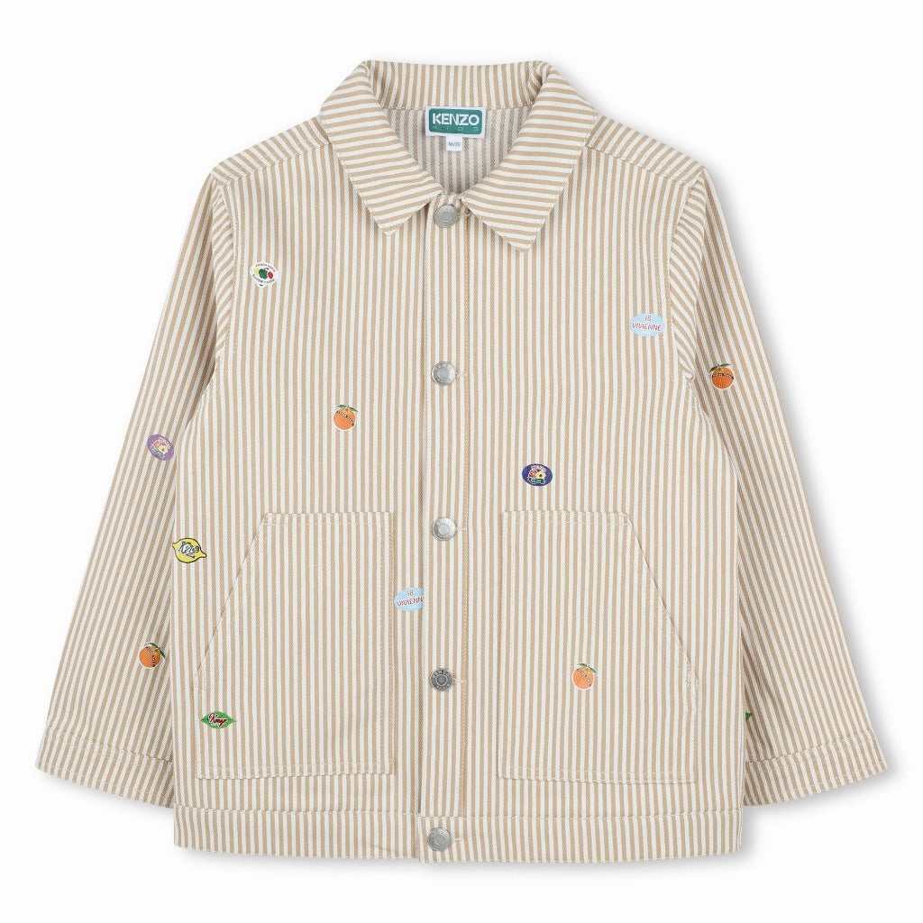 Kenzo Kids Cotton Twill Jacket Velcro Fasten Top Guard