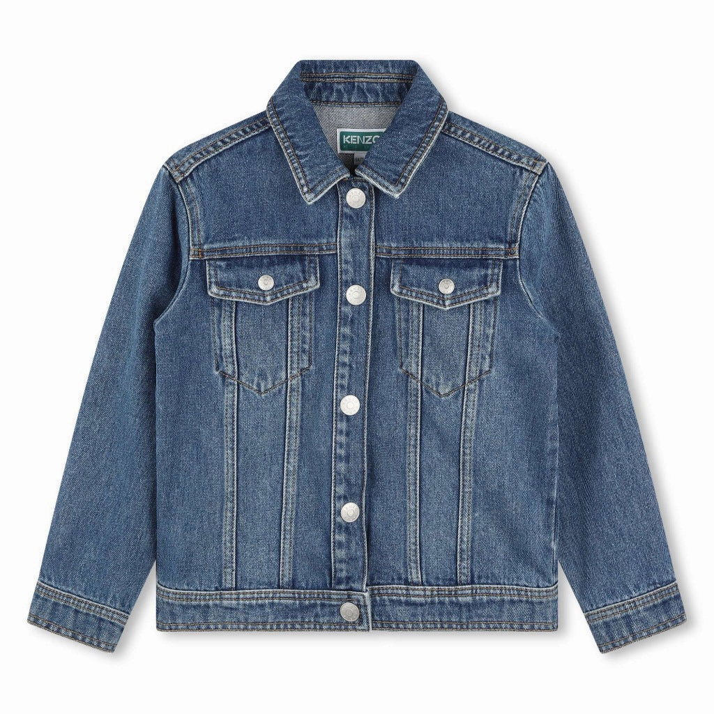 Adjustable Hem Belted Waist Kenzo Kids Denim Jacket