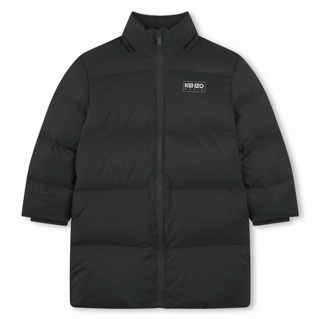 Kenzo Kids Logo Print Puffer Jacket Durable Stitching Scratch Resistant Zippers