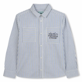Textured Weave Pattern LightweightFabric Kenzo Kids Long Sleeved Shirt