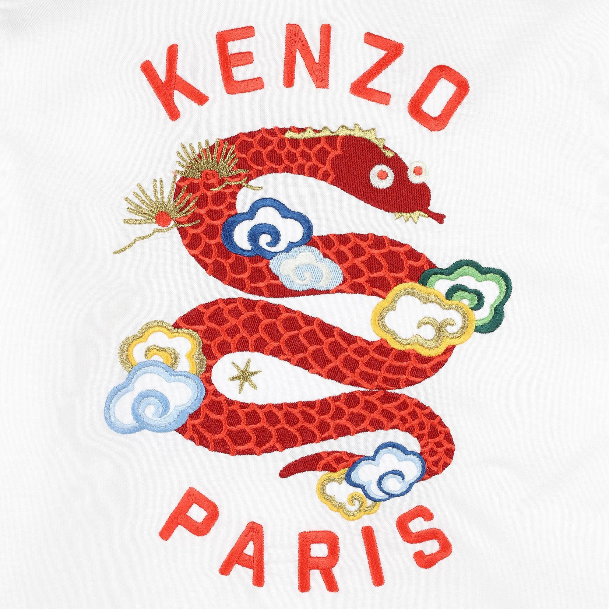 SnagResistant Fabric Friction Resistant Finish Kenzo Kids Snake Embroidery Shirt