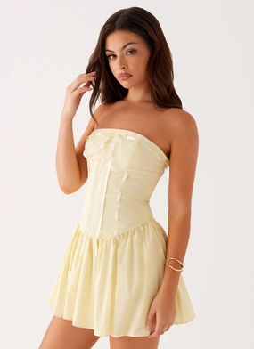 Kienna Strapless Mini Dress - Yellow Dance Night