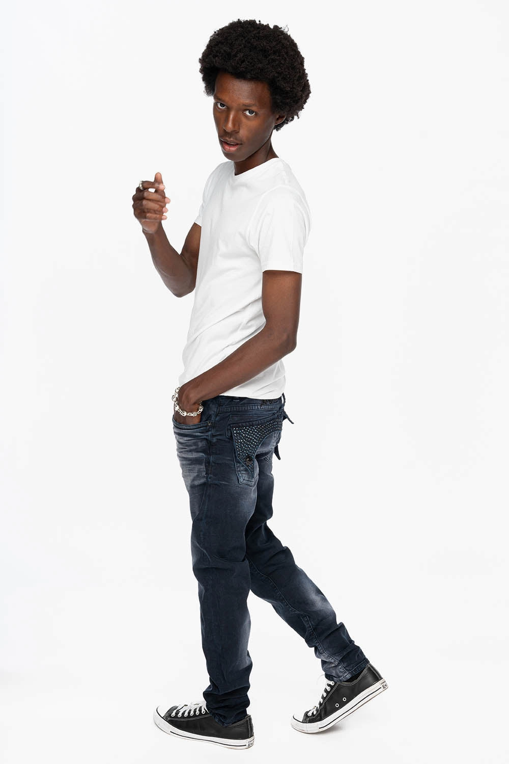 KILLER FLAP MENS SKINNY JEANS IN ANTIQUE PURPLE  WITH TONAL WINGS AND FULL CRYSTAL Customizable length