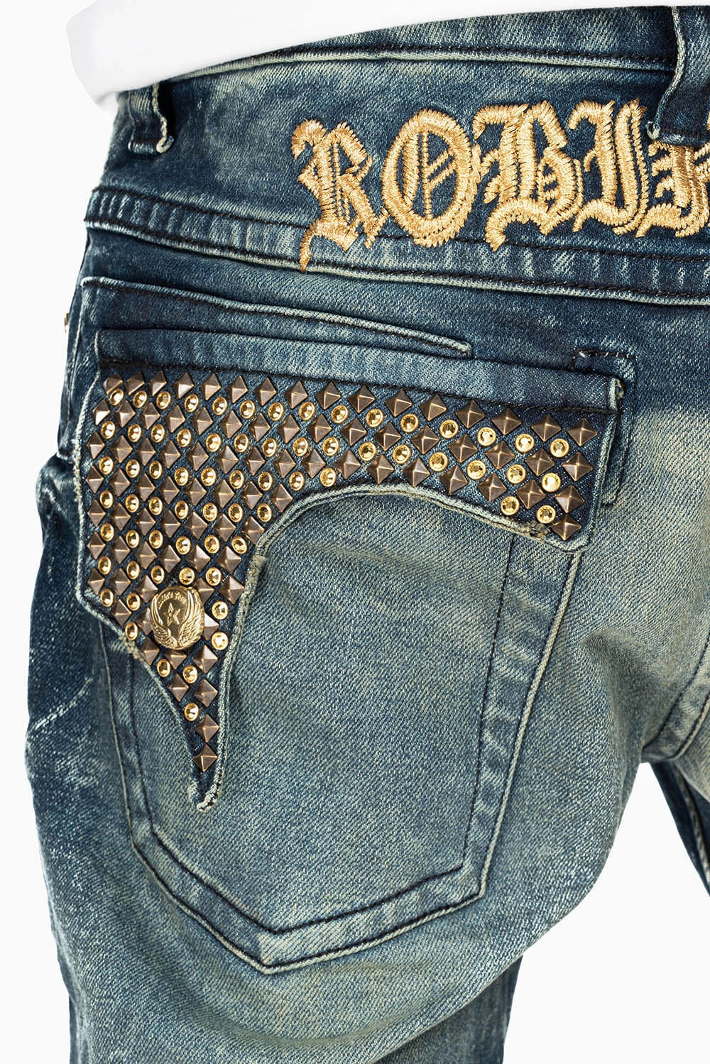 KILLER FLAP MENS STRAIGHT LEG JEAN IN 4D DARK BLUE WASH EMBELLISHED WITH CRYSTALS Style Friendly Solid Choice