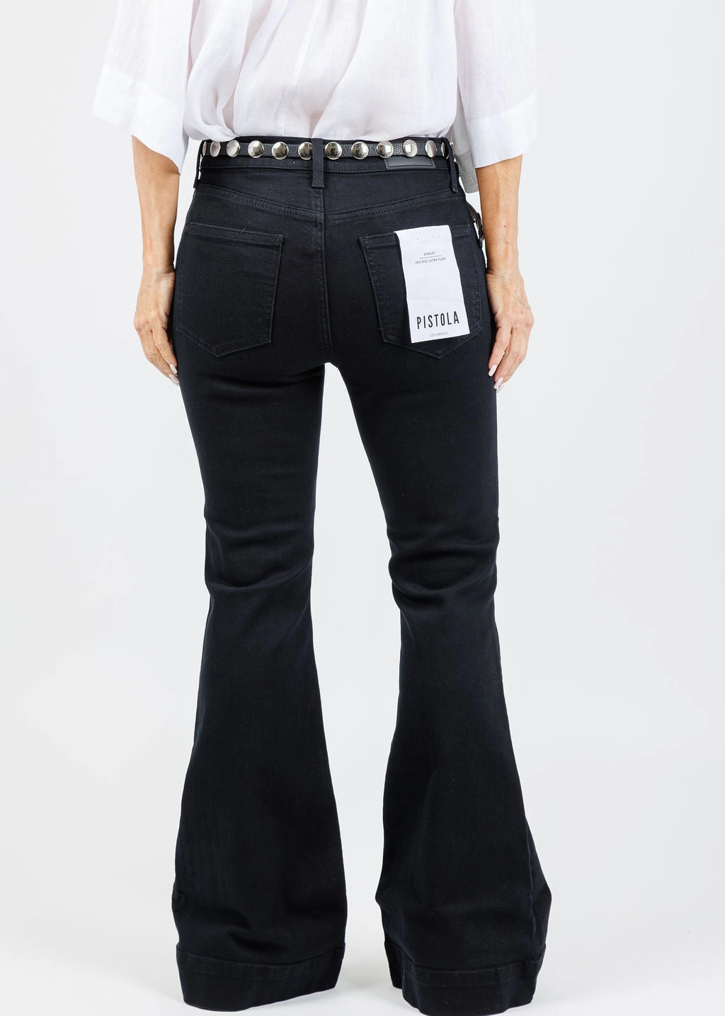 Kinsley Mid Rise Ultra Flare Jeans - Black Ink Thermal Regulating Fabric Moisture Wicking Fabric