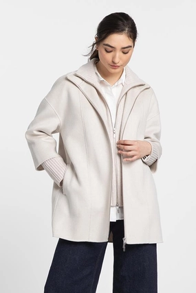 Snow Block Knit Insert Zip Mock Coat