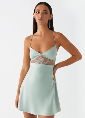 Light Motion Multi Season Korren Lace Mini Dress - Sage