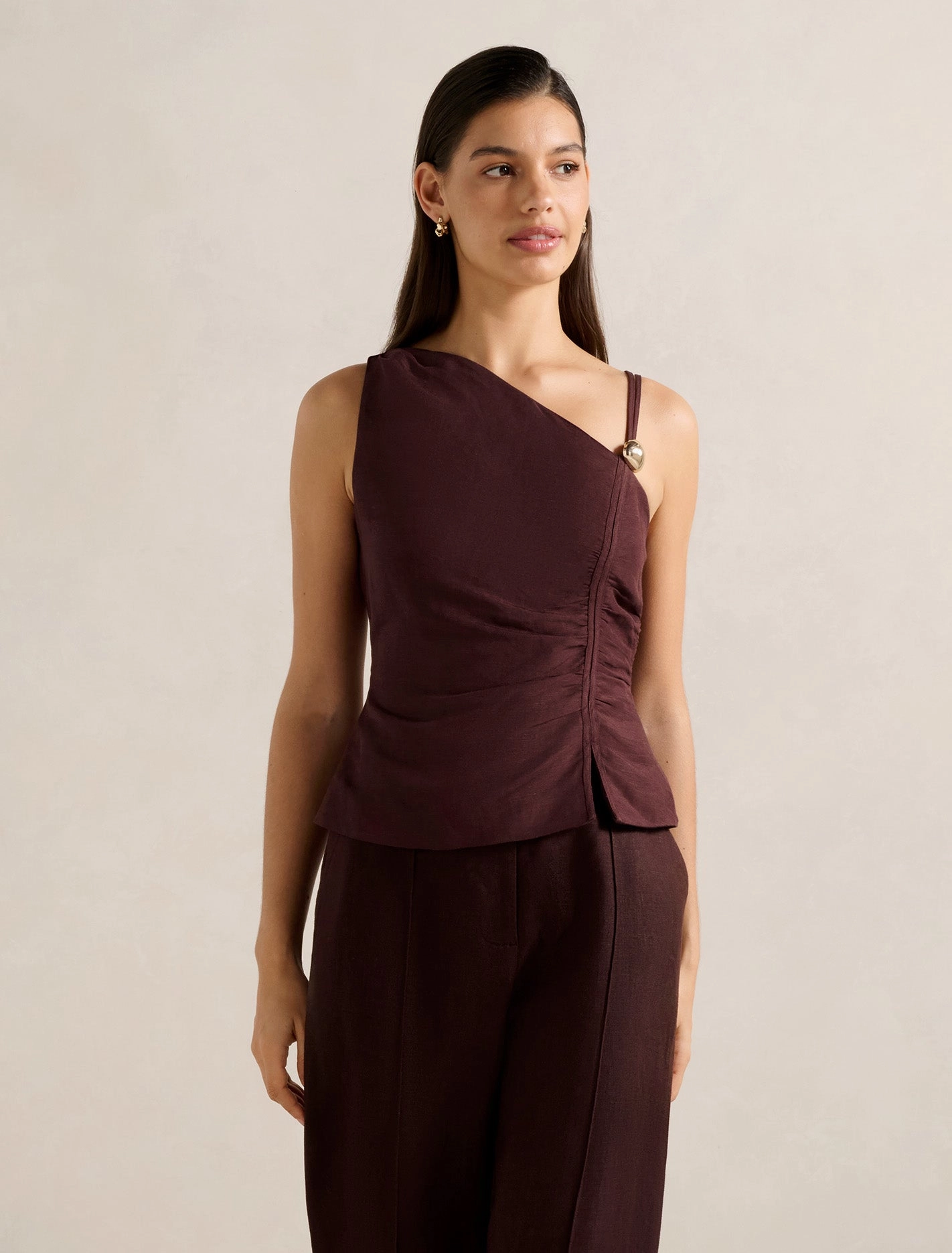 Odor Control Technology Interlock Stitching Lacey One Shoulder Top