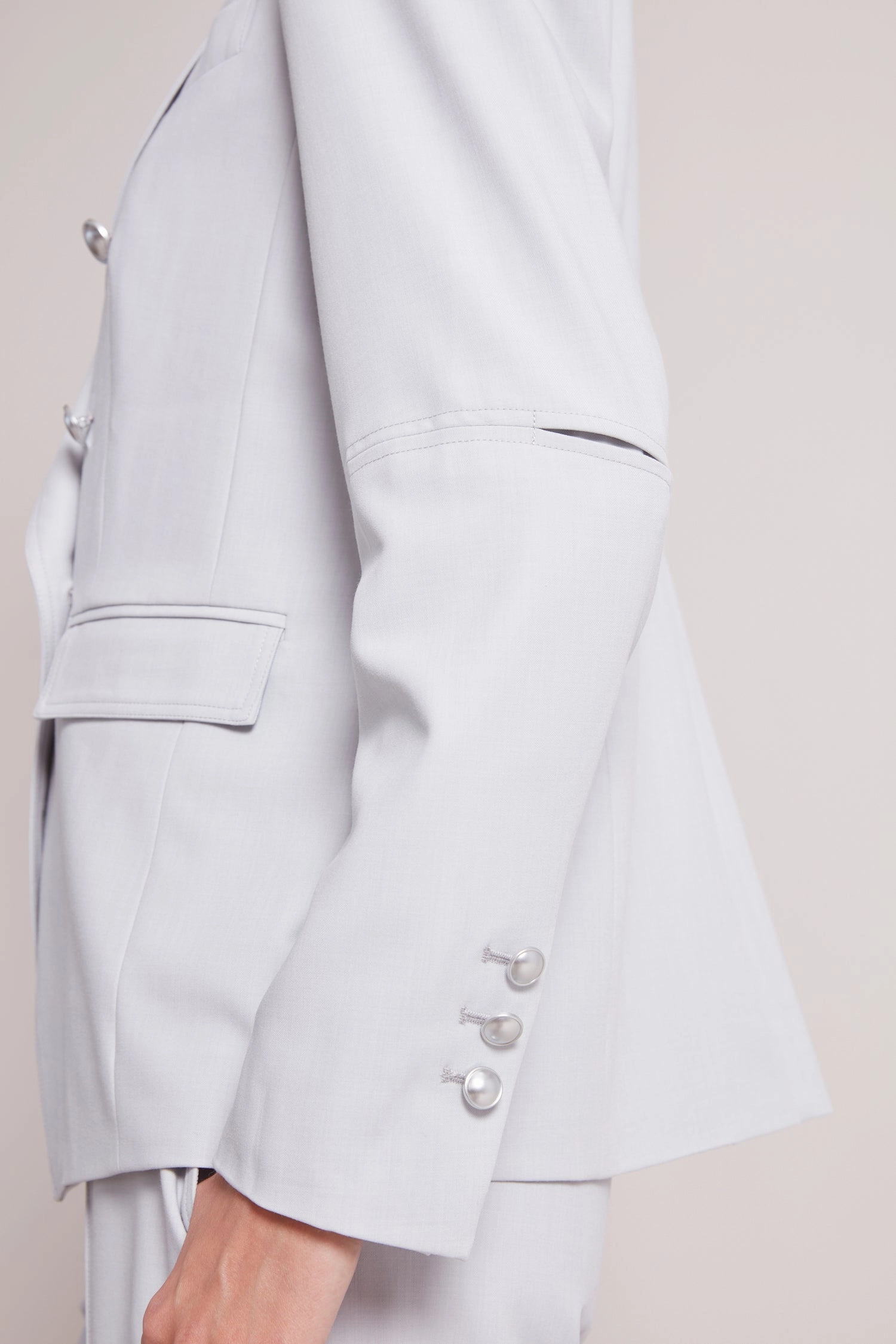 Slim Fit Styles Eco Friendly Production James Double Breasted Signature Stretch Blazer - Light Grey