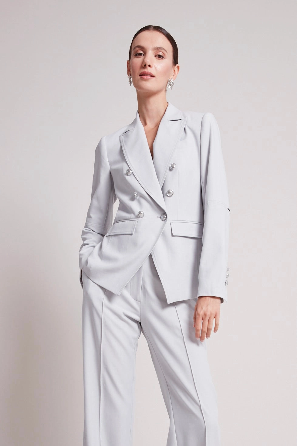 Outdoor Adventure Hike Fit James Double Breasted Signature Stretch Blazer - Light Grey