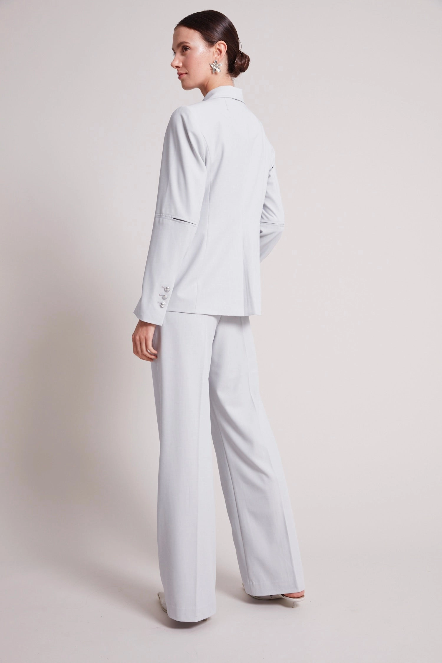 James Double Breasted Signature Stretch Blazer - Light Grey Eco Certified Textile