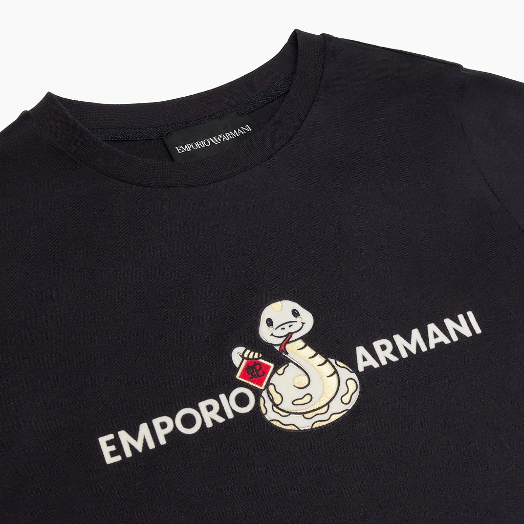 Emporio Armani Junior Snake Logo Graphic T-shirt Casual Comfort