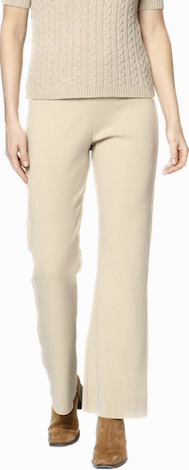 Domenique Milano-Knit Boot Leg Pants - Warm Beige Cozy Design Minimal Fit