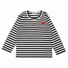 Fashionable Look Anti Odor Technology Comme Des Gar?ons Play Kids Striped Heart Logo T-Shirt