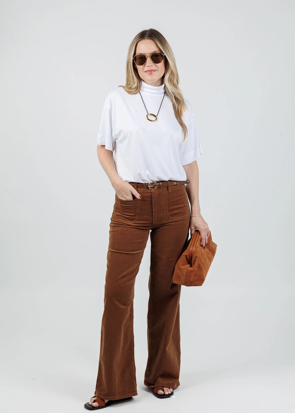 Mid-rise fit Everyday Comfort Fit Le Slim Palazzo Modernist Pocket Corduroy - Maple Brown