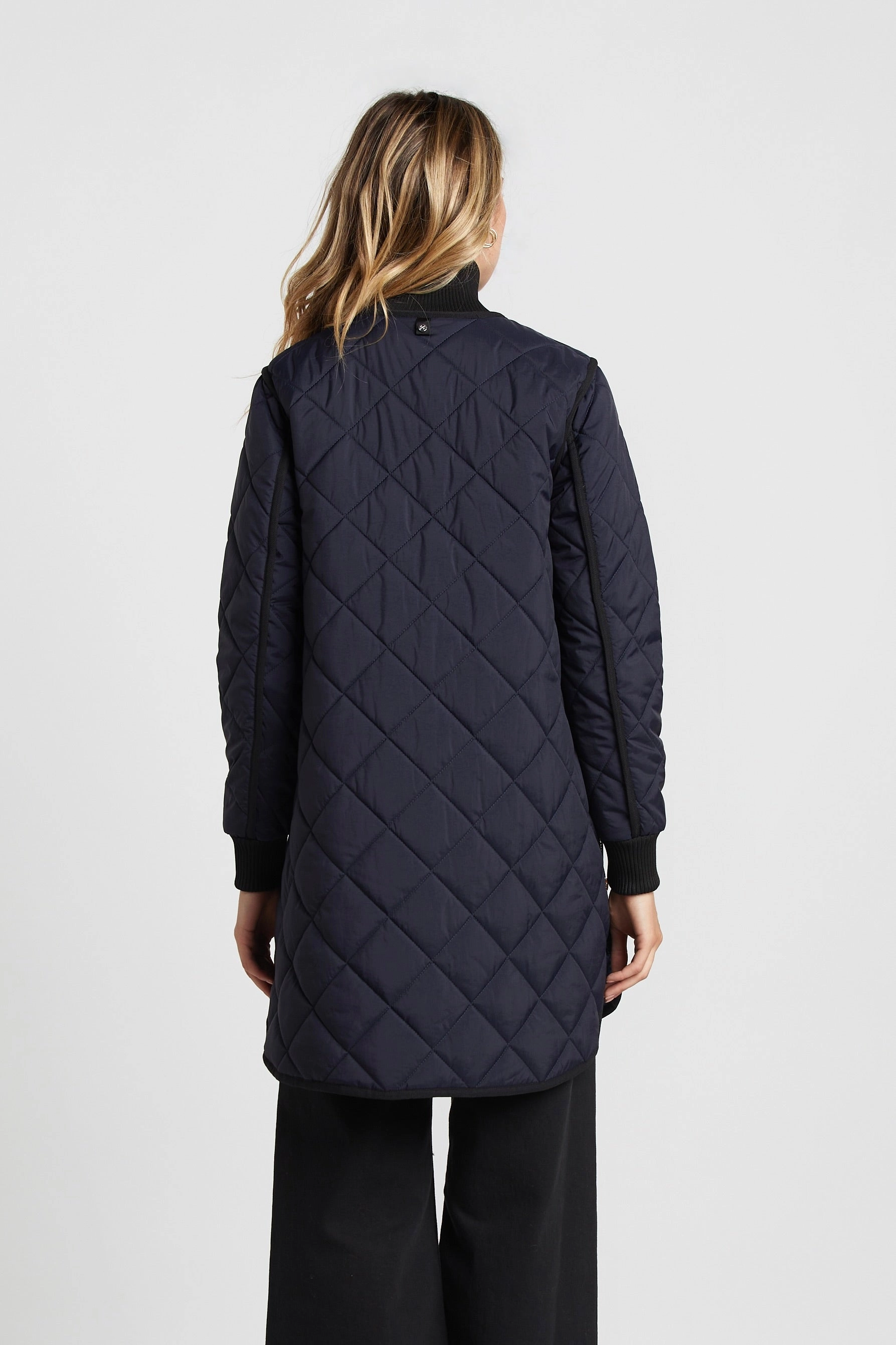 Foldable Storage Libby Quilted Full Zip Coat - Dark Navy