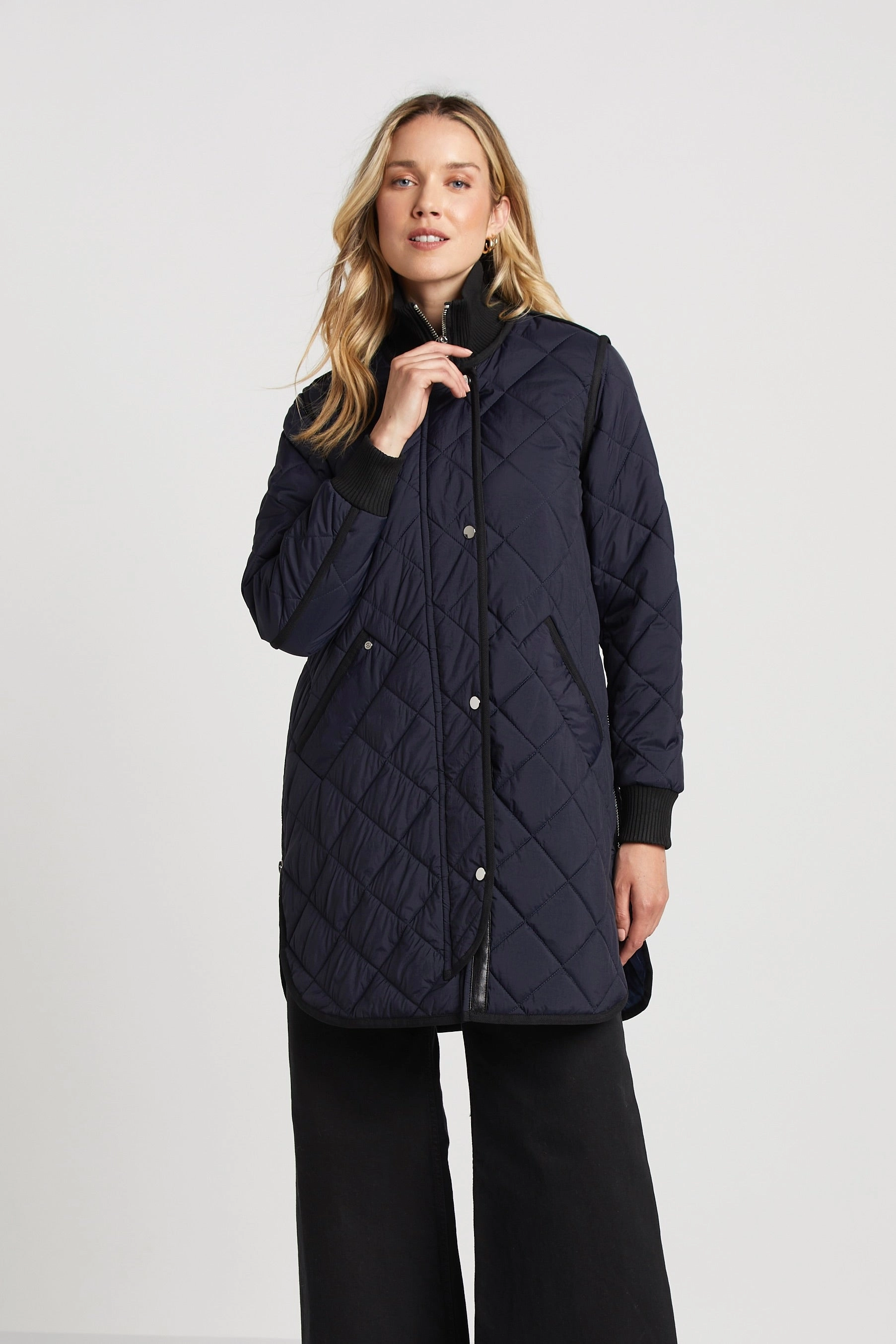 Libby Quilted Full Zip Coat - Dark Navy City Ready Wear Ventilation Panels