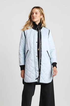 Libby Quilted Full Zip Coat - Ice Blue Breathable Mesh Panels Moisture Wicking Layer