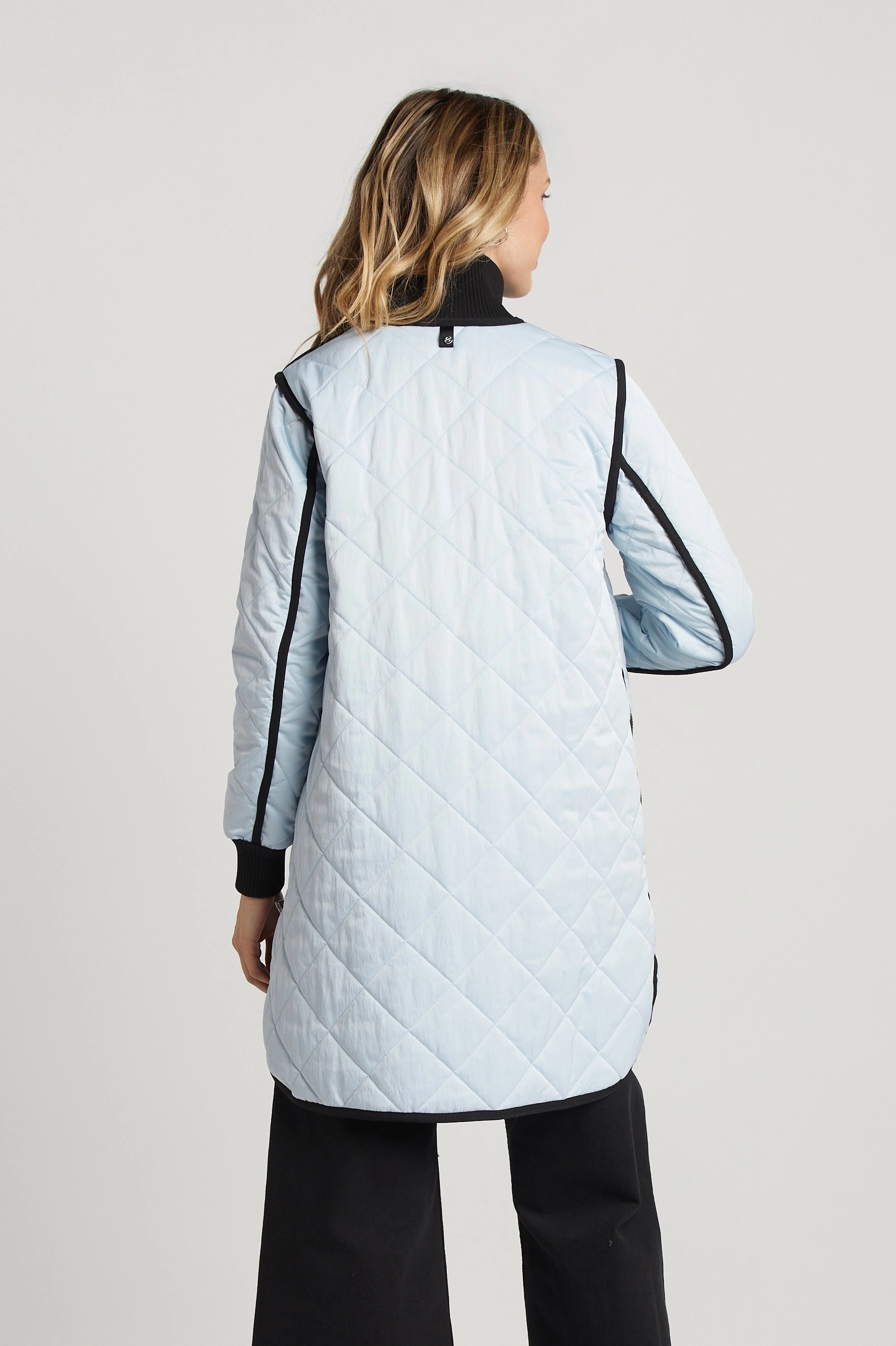FullCoverageHood Adjustable Cuff Libby Quilted Full Zip Coat - Ice Blue