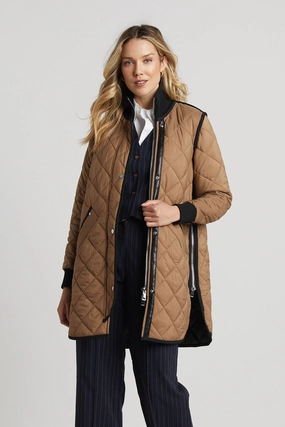 EcoFriendly Dye Libby Quilted Full Zip Coat - Toffee