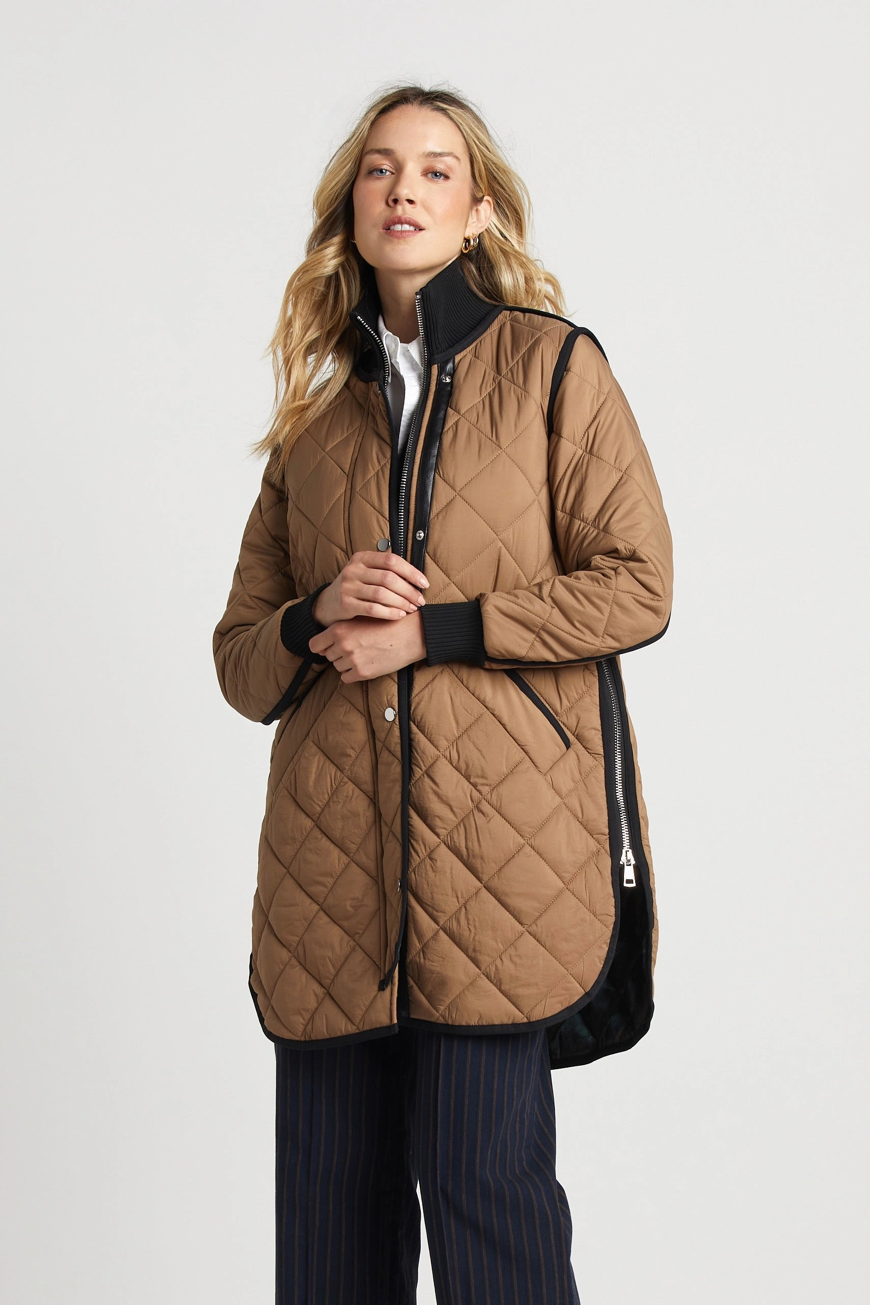 Libby Quilted Full Zip Coat - Toffee Weekend Chill Style Tear Resistant Fabric Blends