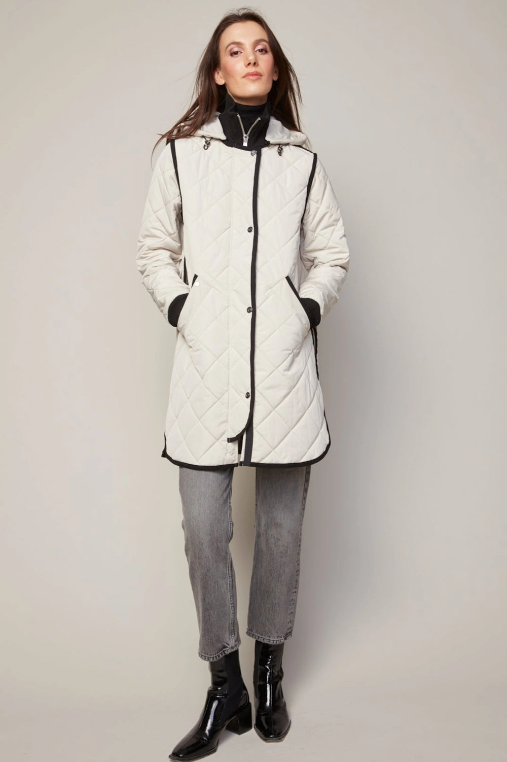 OdorResistant Treatment Eco Certified Textiles Libby Quilted Full Zip Coat With Removable Hood - Birch