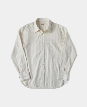 Lot 215 1930s Jacquard Stripe Point Collar Dress Shirt Smooth Texture