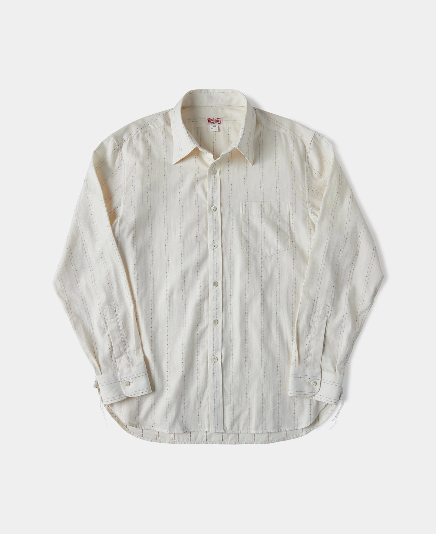 Lot 215 1930s Jacquard Stripe Point Collar Dress Shirt crew neck