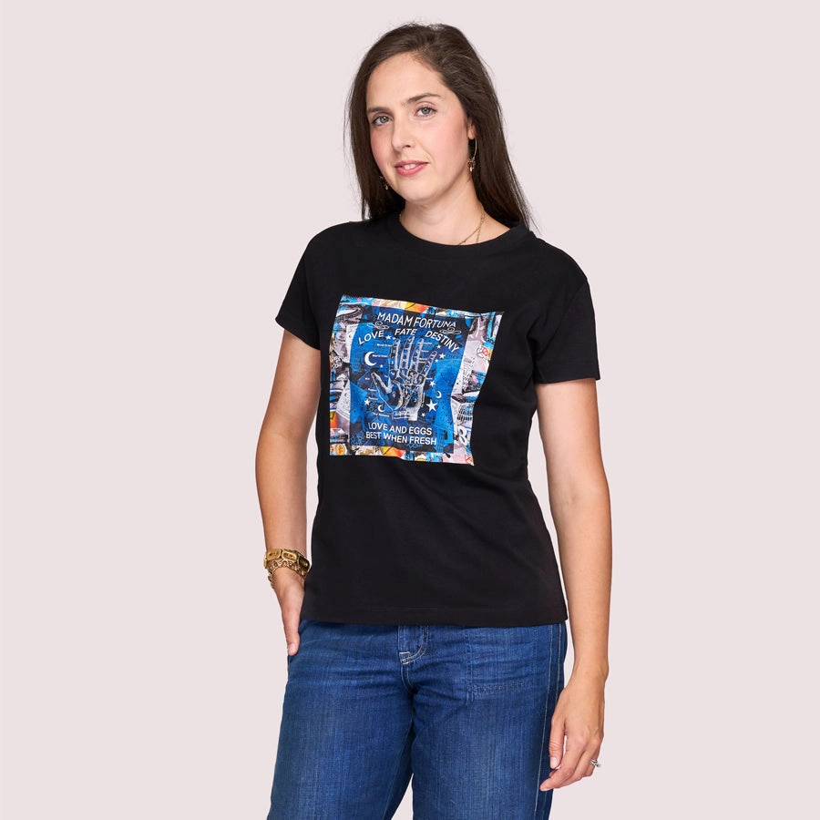 The Niki T-Shirt - Madam Fortuna Embroidered Logo Timeless Appeal