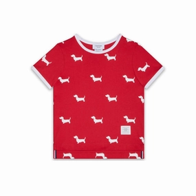 Quick Release Hem Water Based Ink Print Thom Browne Kids Ringer Tee in Printed Hector