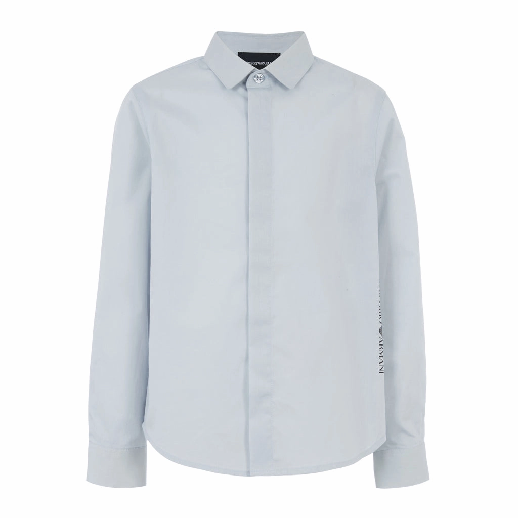 Compact Jacquard Weave GarmentDyed Emporio Armani Junior Classic Shirt