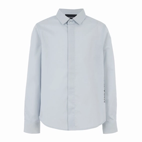 Compact Jacquard Weave GarmentDyed Emporio Armani Junior Classic Shirt